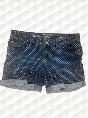 DENVER HAYES Retro Pop Mid-Rise Vintage 50s Polka Dot Casual Denim Shorts